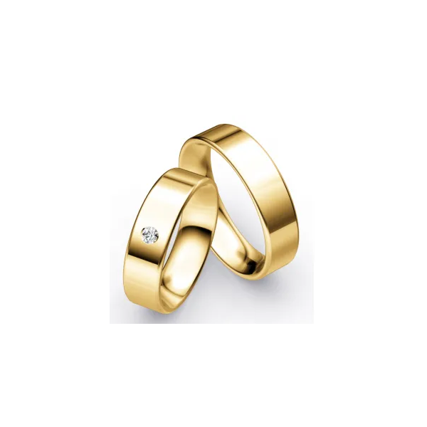 Snubní prsteny ploché jemné s kamínkem žluté zlato šířka 6,0 mm