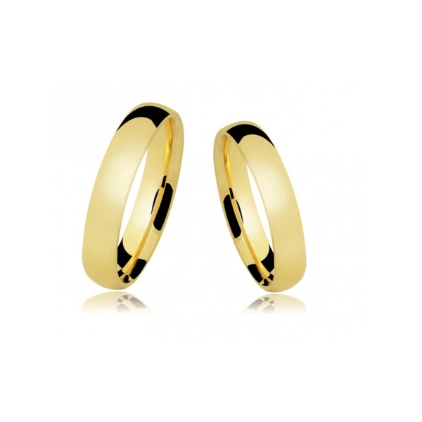 Snubní prsteny půlkulaté klasické  žluté zlato šířka 4,00 mm sametový matný