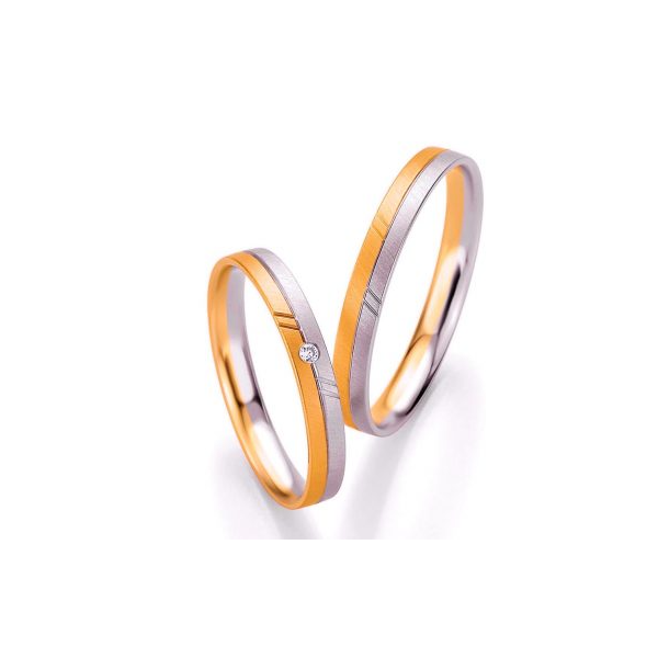 Snubní prsteny kombinované zlata šířka 3 mm s kamínkem