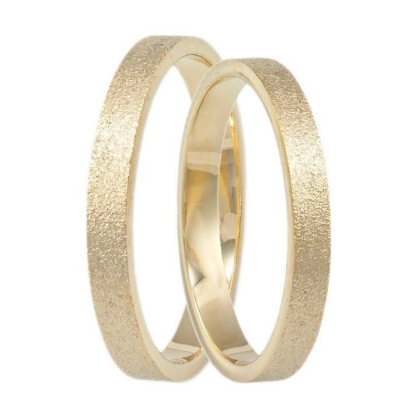 Snubní prsteny ploché jemné - žluté zlato matované šířka 2,5mm