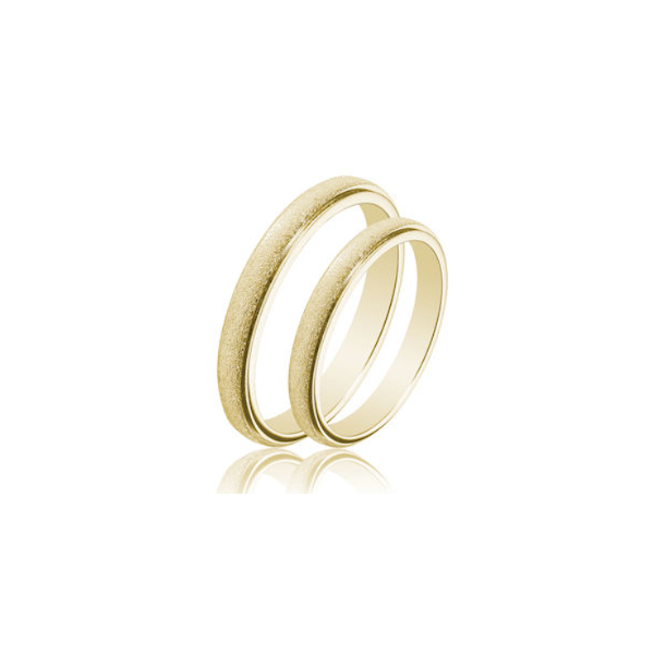 Snubní prsteny půlkulaté jemné žluté zlato šíře 2,5 mm matované