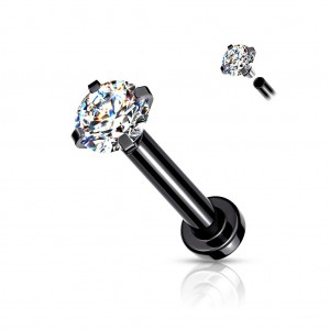 Piercing do brady / cartilage / tragus 1,2 x 8 mm, 2 mm kámen, čirá barva
