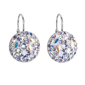 Stříbrné náušnice s krystaly Crystals from Swarovski® Violet