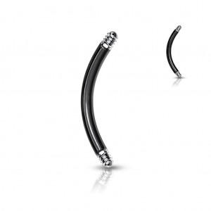 Piercing - zčerná náhradní tyčka zahnutá 1,2 x 8 mm