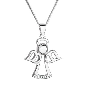Stříbrný náhrdelník anděl se Swarovski krystaly bílý