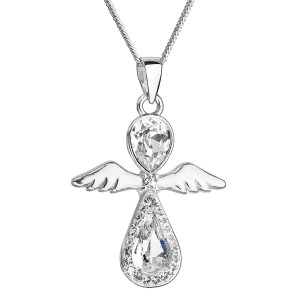 Stříbrný náhrdelník anděl se Swarovski krystaly bílý