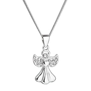 Stříbrný náhrdelník anděl se Swarovski krystaly bílý