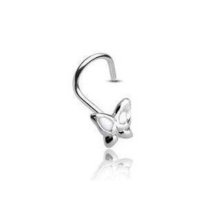 Zahnutý piercing do nosu - motýlek