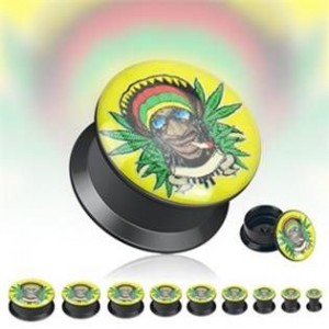 Akrylátový plug do ucha ”rastaman”