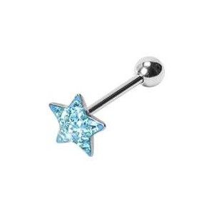 Piercing do jazyku - hvězda osázená zirkony