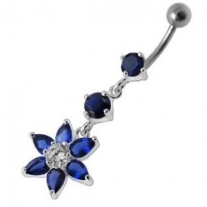 Stříbrný piercing do pupíku - kytička