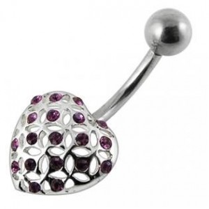 Stříbrný piercing do pupíku - srdíčko
