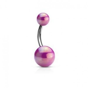 Piercing do pupíku - banánek metalické barvy