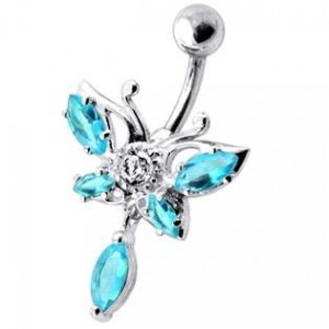 Stříbrný piercing do pupíku - motýl