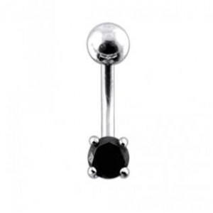 Stříbrný piercing do pupíku, zirkon
