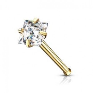 Zlacený piercing do nosu čtvereček