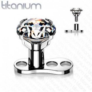 Kompletní microdermal piercing 1,2 mm - čirý zirkon