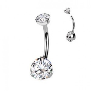 Piercing do pupíku vnitřní závit, zirkon - TITAN