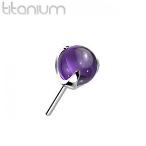 Kamínek k PUSH IN piercingu TITAN, fialový kamínek