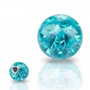 Náhradní kulička s krystaly Swarovski®, 8 mm, závit 1,6 mm, barva tmavě tyrkysová