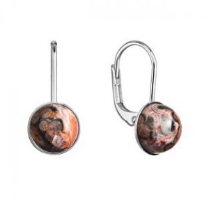 Stříbrné náušnice s pravými minerálními kameny Jaspis Leopard Skin