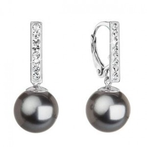 Stříbrné náušnice se Swarovski perlou a krystaly