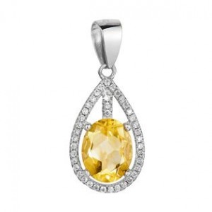 Stříbrný přívěsek žlutý zirkon citrine