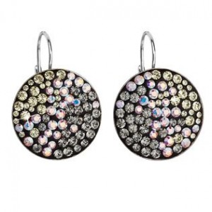Stříbrné náušnice visací s krystaly Swarovski, Moonlight