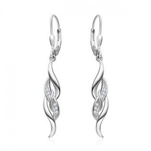 Stříbrné visací náušnice se zirkony