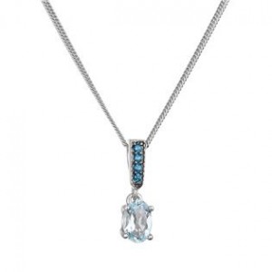 Stříbrný náhrdelník luxusní s pravými kameny Sky Topaz
