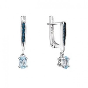 Stříbrné náušnice luxusní s pravými kameny Sky Topaz