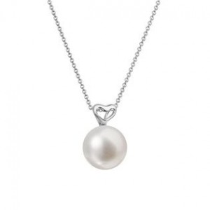 Zlatý 14 karátový náhrdelník bílé zlato s říční perlou