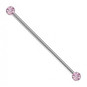 Industrial PUSH IN piercing TITAN, růžové zirkony