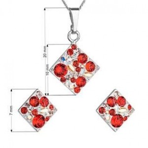 Sada šperků - čtverce s kameny Crystals from Swarovski® Siam