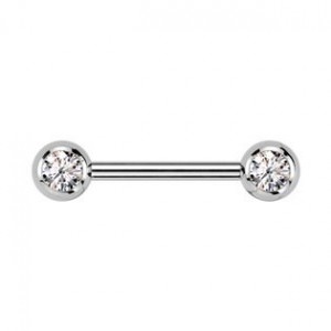 Piercing do bradavky TITAN, čiré zirkony