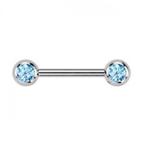 Piercing do bradavky TITAN, tyrkysové zirkony