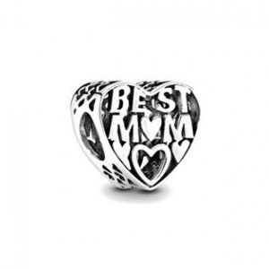 Stříbrný přívěšek korálek srdíčko ”Best MOM”