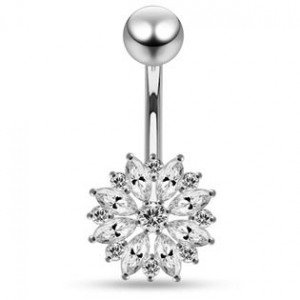 Stříbrný piercing do pupíku