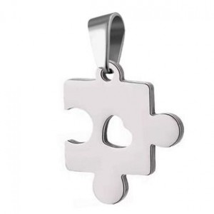 Ocelový přívěsek puzzle se srdíčkem