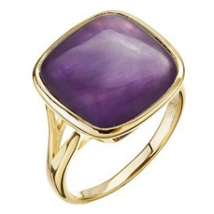 Pozlacený prsten čtverec s ametystem