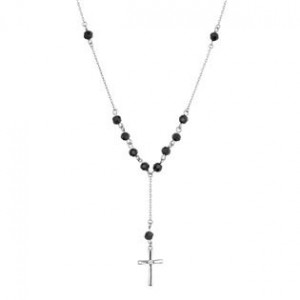 Stříbrný náhrdelník - růženec s černými zirkony