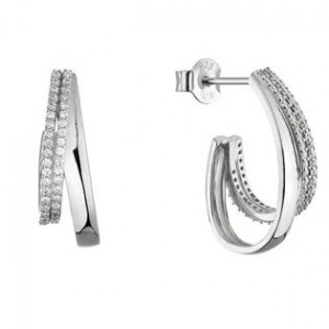 Stříbrné náušnice dvojité kruhy se zirkony