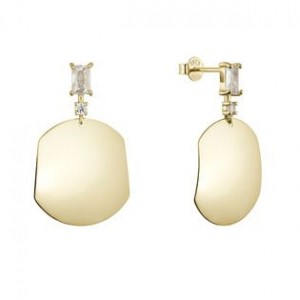 Stříbrné náušnice visací placka a zirkon