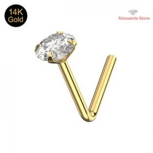 Zlatý piercing do nosu, MOISSANIT, Au 585/1000