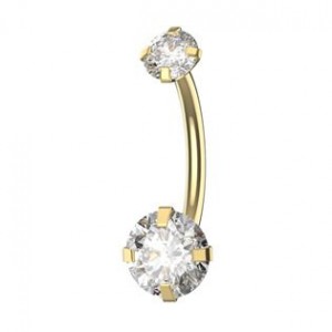 Zlacený ocelový piercing do pupíku