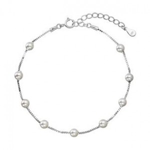 Stříbrný náramek s shell perličkami