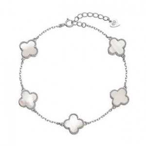Náramek stříbrný perleťové čtyřlístky