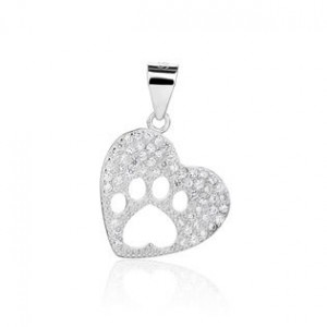 Stříbrný přívěsek srdce - psí tlapka