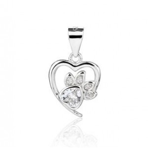 Stříbrný přívěsek srdíčko s tlapkou