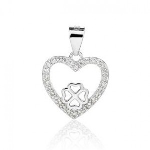 Stříbrný přívěsek srdce a čtyřlístek